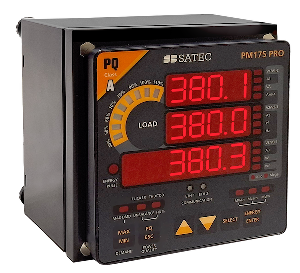 SATEC PM175 PRO - Advanced Power Quality Analyser & Power Meter - European EN50160 PQ Standard - Panel-mounted Class A Ed. 3.1
